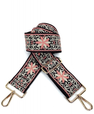 Wide Aztec Tribal Pattern Guitar Strap SS050F PINK/BLACK